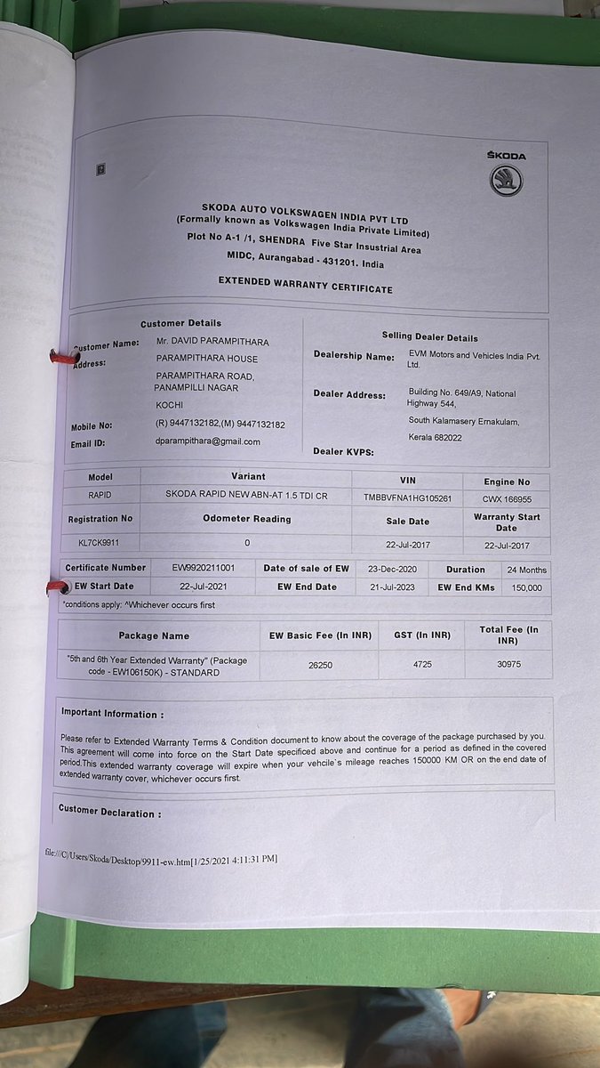 midhunmvg's tweet photo. @SkodaIndia Sad to inform you that, still you haven’t give me a solution for my complaint. Please find the details of my skoda extended warranty details and your distributors reply. It’s so disappointing and unfortunate response to a warranty customer. https://t.co/rgNlapJ2qP
