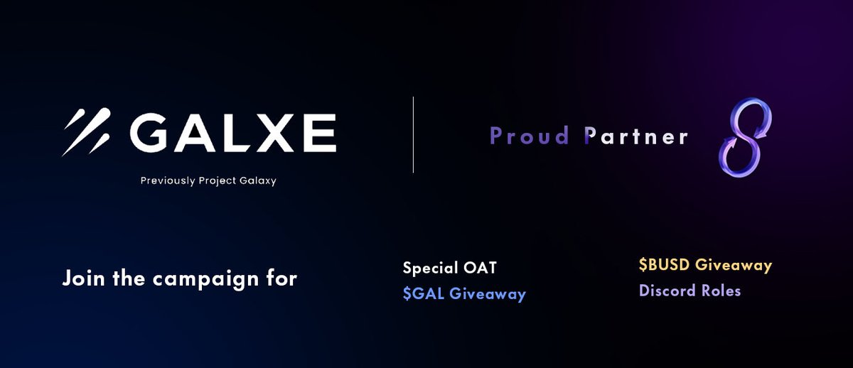Congrats on the rebrand of @GalxeHQ  and we are so excited to become a Proud Partner of them! 🥳

#Giveaway  $100 in one week 🔥

✅ Follow us
✅ Like &amp; RT our pinned tweet
✅ Like &amp; RT this tweet, leave wallet below

Claim your special OAT and get a holder role in our Discord 👀