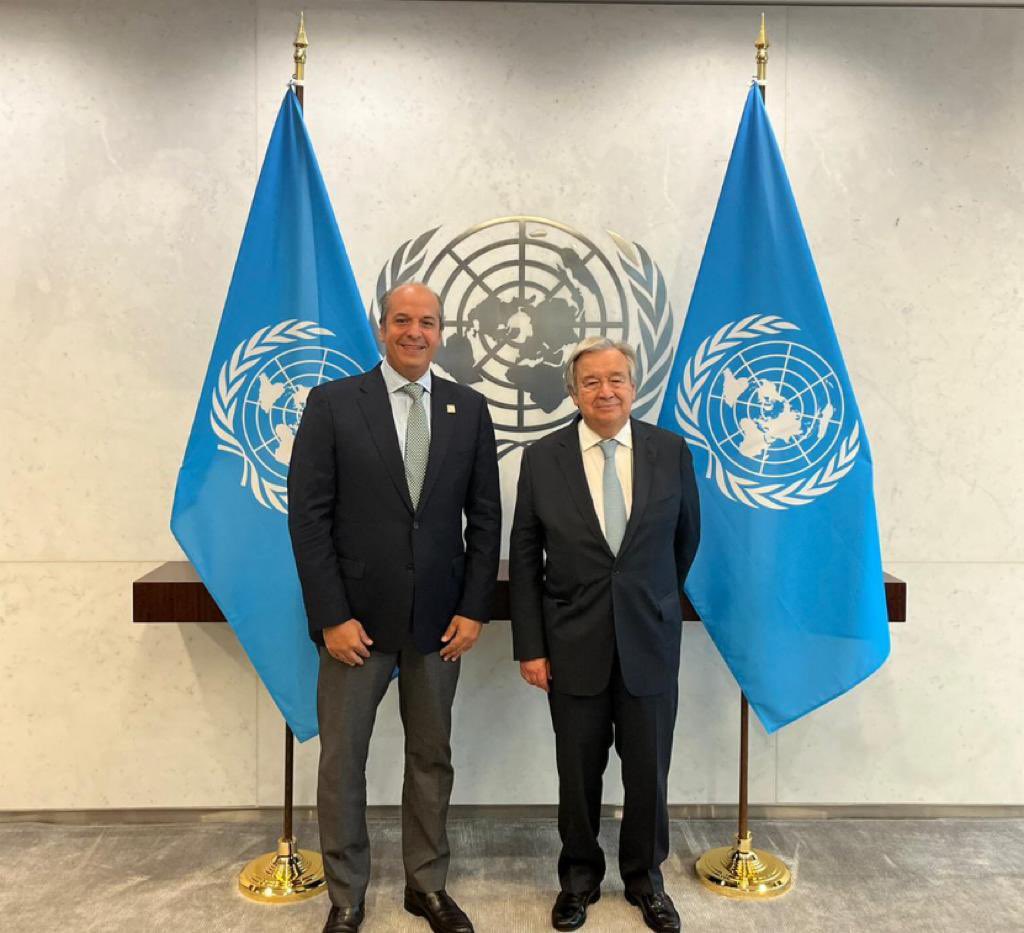 RDenONU's tweet photo. Hoy nos reunimos con el Secretario General de @ONU_es @antonioguterres con quien abordamos temas de interés para nuestra región en víspera de la próxima sesión de alto nivel de la Asamblea General en este mes de septiembre. 🌐🇺🇳 https://t.co/OyfOcXdAik