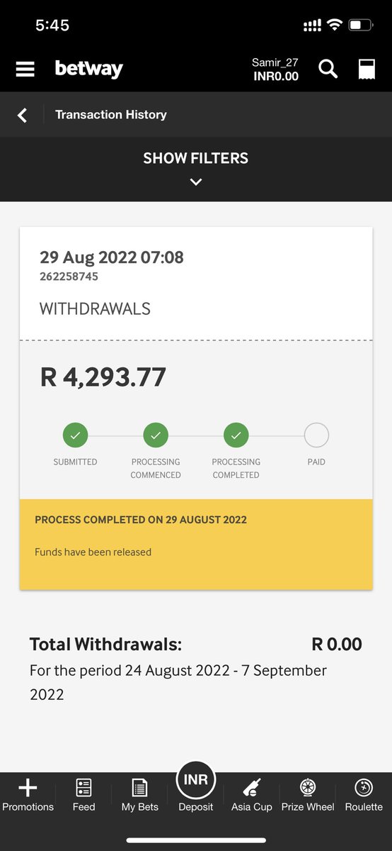 Samir06856749's tweet photo. @BetwaySupport I withdrawal stuck from last 8-10 working days 
Account I’d - samir_27
Country India https://t.co/9xhuXQDscX
