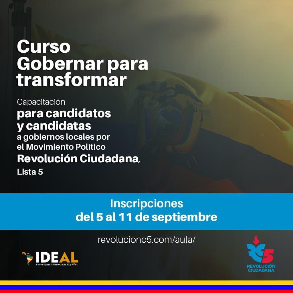 RC5GuayasDP's tweet photo. marcelaguinaga: RT @RC5Oficial: #Ceforma🎓| Nuestro compromiso es con las y los ecuatorianos.
Junto a @InstitutoIDEAL_ organizamos el curso “Gobernar para transformar”.
Aprende y fórmate para construir el 🇪🇨 de nuestros sueños. Todas y todos los can… https://t.co/atYmp2kAKJ
