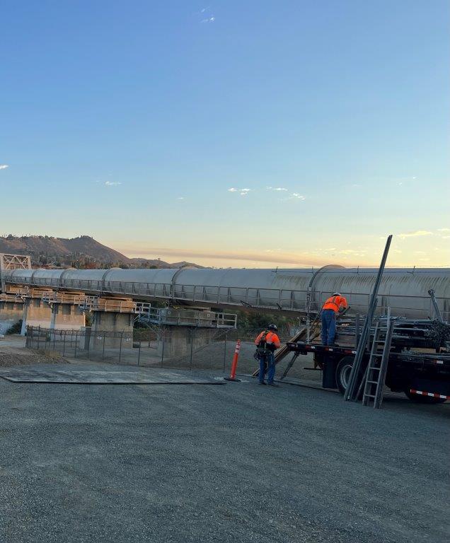 We started urgent repair work today on a large pipeline delivering water to a central part of MWD’s service area. Work included equipment delivery, scaffolding installation and removal of protective panels. Thx to those who are suspending outdoor watering. mwdh2o.com/shutdown