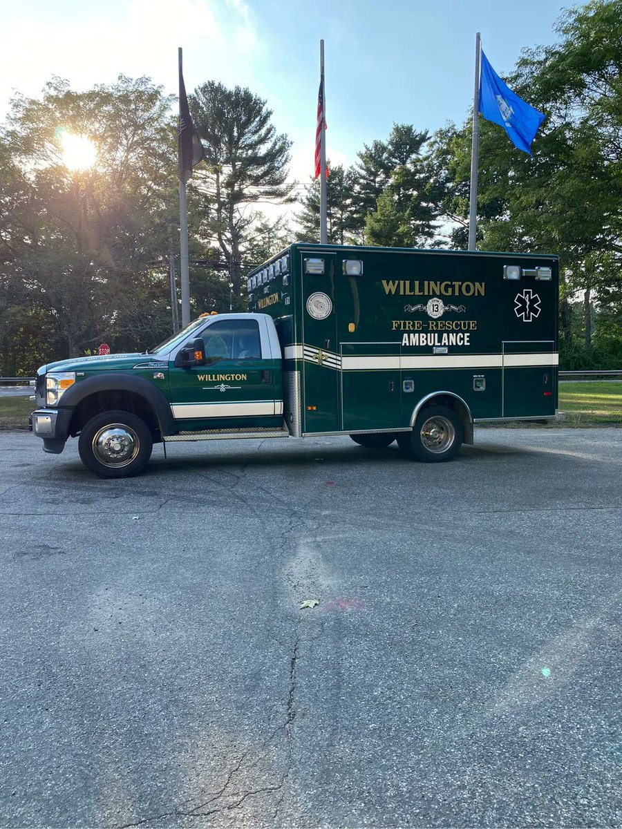 WillingtonFire's tweet photo. We are pleased to announce that Ambulance 613 has been placed into service. It’s a 2011 F450 dubbed the green machine. A-613 previously served the Town of Barnstead New Hampshire before coming to Willington. https://t.co/RmMuRmzR6k