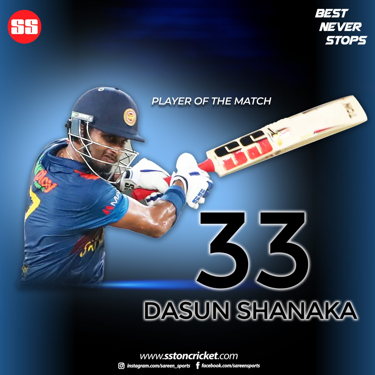 SareenSports's tweet photo. Dasun Shanaka hits 33 runs with his ss weapon

#cricket #cricketlovers #bestneverstops #sstonbats #teamsston #cricketmeansss

https://t.co/iwkykerejT https://t.co/9eI7c97tIt
