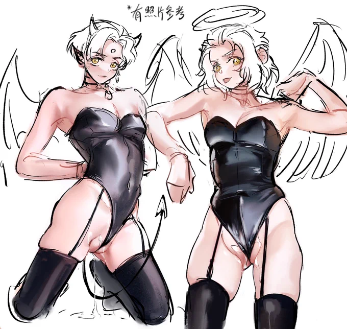 Too busy to check the twi recently. I could only post some old NSFW doodles. Photo reference for P3,4 