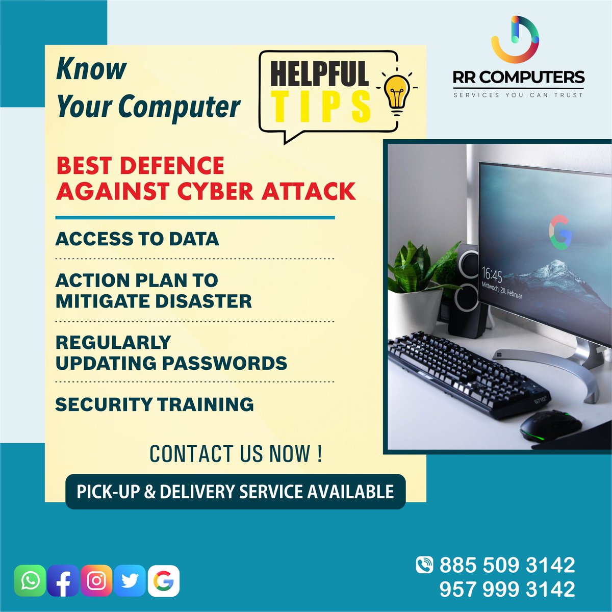 RR_Computers's tweet image. 💡BEST DEFENCE AGAINST CYBER 
ATTACK 💡

 #RRComputers #ComputerSalesandService 
#ComputerRepairInNashik #NashikComputers 
#RRComputerNashik #bestcomputerrepair 
#pcrepair #services #laptoprepair #datarecovery #screenrepair #repair #crackedscreen #pc #laptopservice