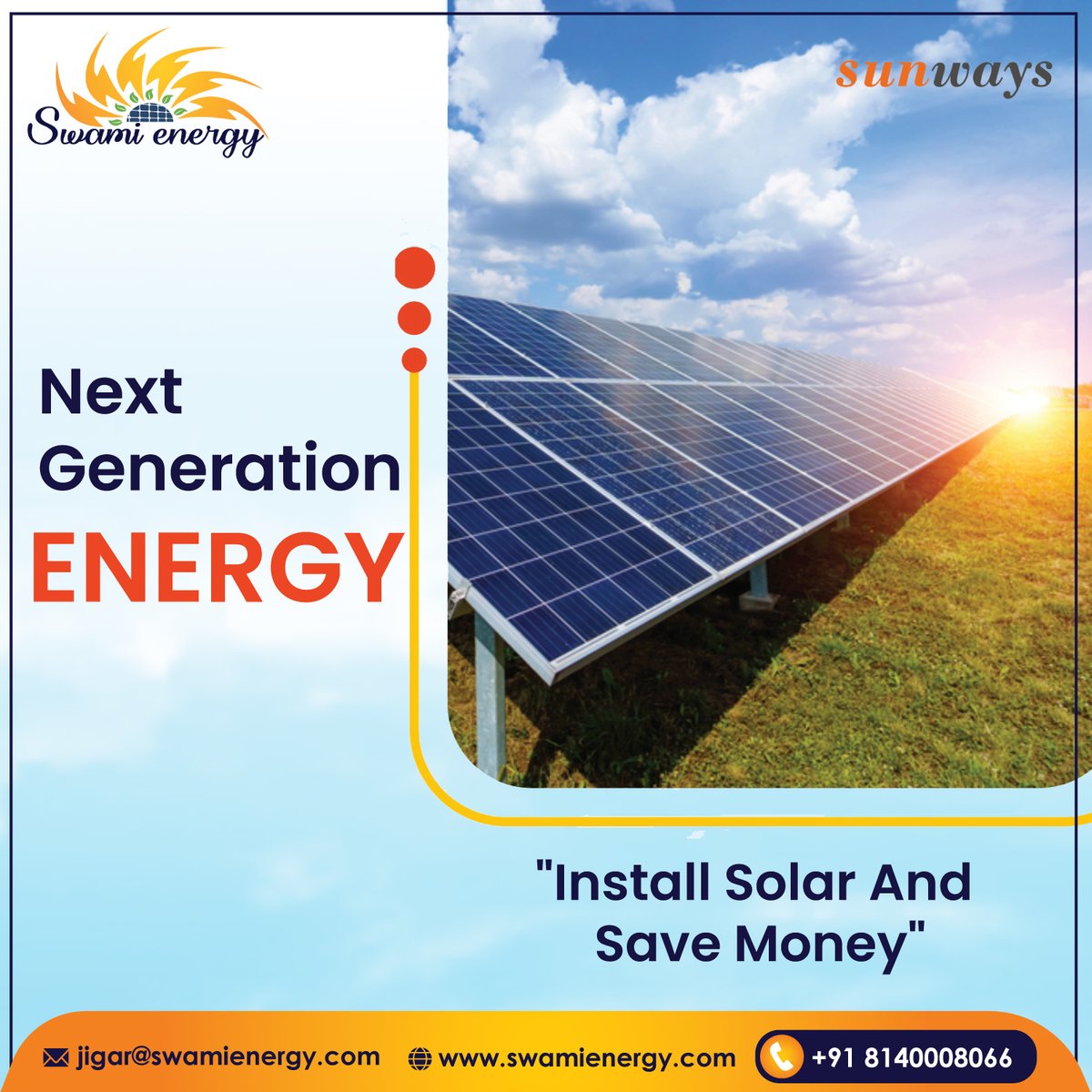 swamienergy's tweet photo. Nest Generation Energy☀

"Install Solar &amp; Save Money"

#SwamiEnergy : https://t.co/fFUjlb8uGY

#SolarforHome #SwitchtoSolar #SolarforIndustry #SolarSubsidy #ReduceElectricityBill #ResidentialSolar #SolarforCommercial #SolarforIndustrial https://t.co/90zf7cNmEa