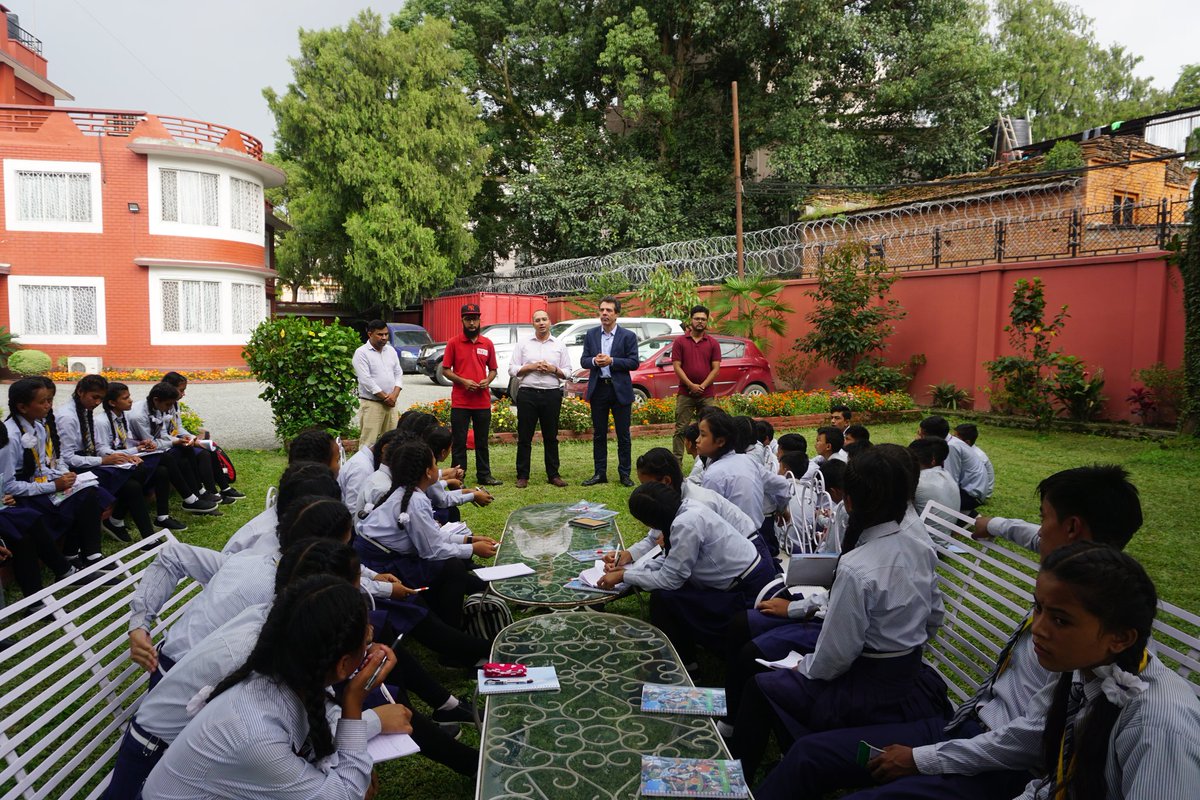 rjmoin's tweet photo. What motivates you to work hard ?

This motivates me to work every single day in showing bigger dreams for my students and to show them the ways to achieve them. 

In the picture you can see our students interacting with Former Ambassador of France to Nepal. #LeadershipWeNeed https://t.co/XAeJE0SC3s