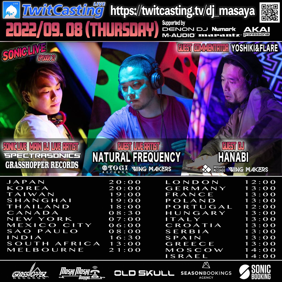 DJ_MASAYA's tweet photo. SONIC LIVE EPISODE 32  - 9.08 (THURSDAY)
次回のSONIC LIVEは9月8日、木曜日！！
今回はWING MAKERS祭りと言う事でゲストプレイヤーは。。。
Natural Frequency、Hanabi！！
ゲストコメンテーターでYOSHIKI、FLARE
のラインナップで放送しますのでお楽しみに😉👌https://t.co/r9oadgUisL https://t.co/75uVnXrHGZ