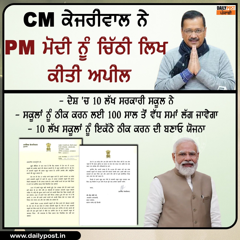 dailypostpunjab's tweet photo. CM ਕੇਜਰੀਵਾਲ ਨੇ PM ਮੋਦੀ ਨੂੰ ਚਿੱਠੀ ਲਿਖ ਕੀਤੀ ਅਪੀਲ

#Delhi #CM #ArvindKejriwal #AamAadmiParty #WriteLetter #PM #NarendraModi #BJP #Dailypostpunjabi https://t.co/zb2pA0MKi9