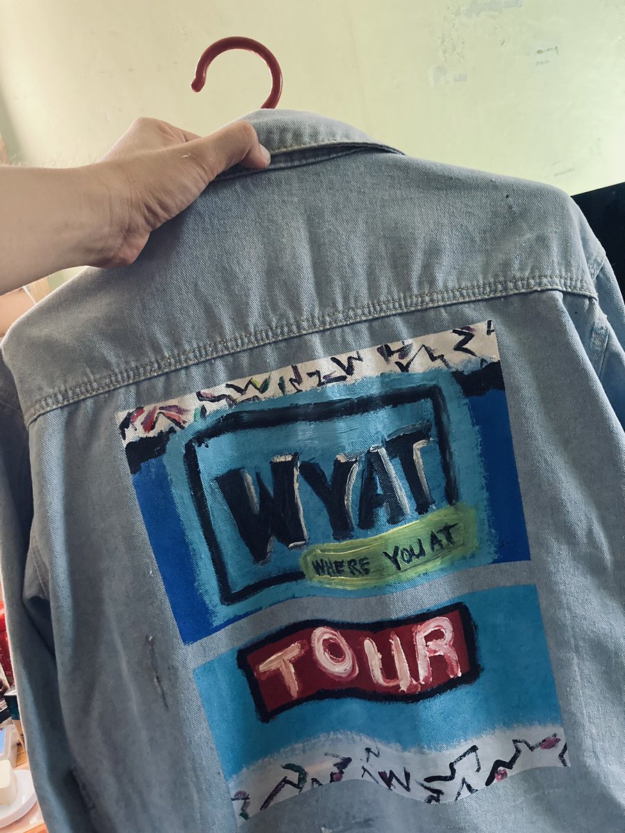 voiceofsummer12's tweet photo. Okay! Done painting this old denim jacket. Pede na to sa WYAT kick off concert 💙 #WhereYouAtSB19 https://t.co/4b7cJ5gkM3