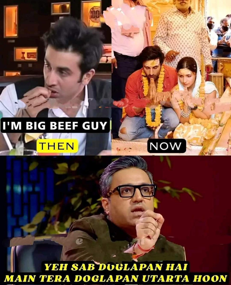 The 'Beef Guy' Ranbir,his arrogant wife Alia Bhatt ,daughter of terror  mongering Pakistan lovers \u0026 the #Brahmastra director were booted out of  Ujjain's Mahakal Mandir by d Bajrang Dal. The trio escaped, image size:973x1200