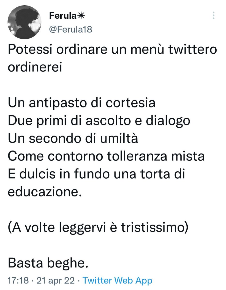 Mary67921157's tweet image. Aspetto che torni #Ferula e i suoi menu ❤️