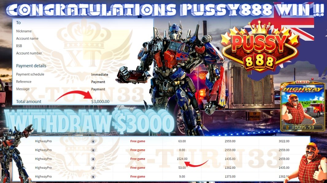 Xturn33's tweet photo. Congratulation To Player Get BIG WIN ❗️❗️❗️

🎮Product : Pussy888 
🎰Game Tips : HIGHWAY PRO
💵Withdraw :  AUD  3000

► Player Deposit AUD 200
► Player Make Withdraw AUD 3000

Lowest Offers In Market  
Low Bonus Low Risk High Return

Find Us On
https://t.co/0Sx6INttad https://t.co/KriEr0SLAh