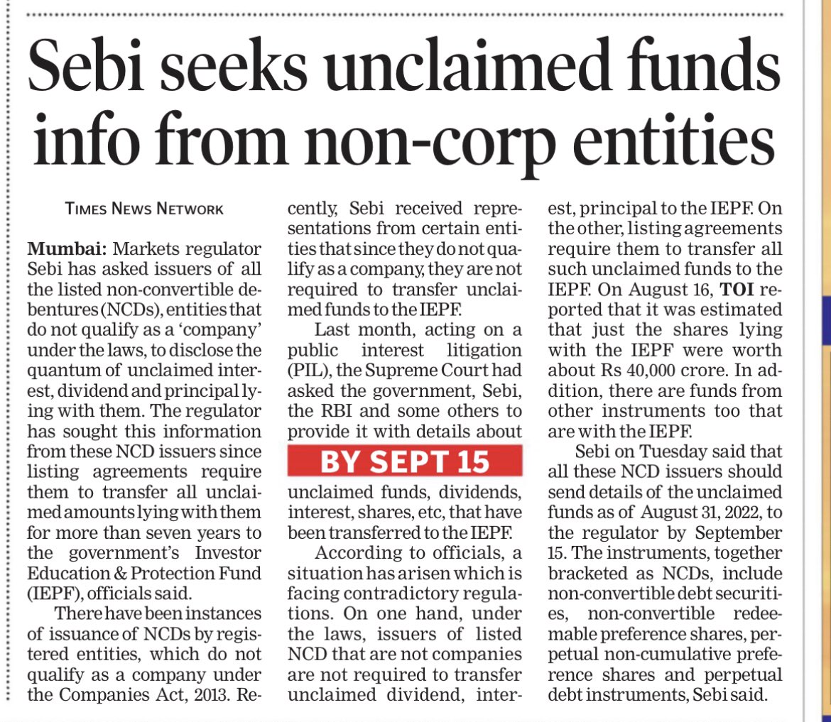 Adv_AnkitGarg's tweet photo. Another step in bringing transparency and helping investors/heirs get knowledge of their unclaimed deposits. #iepf #sebi #unclaimed #glcwealth #iepfclaim https://t.co/YTRw6BgFAr