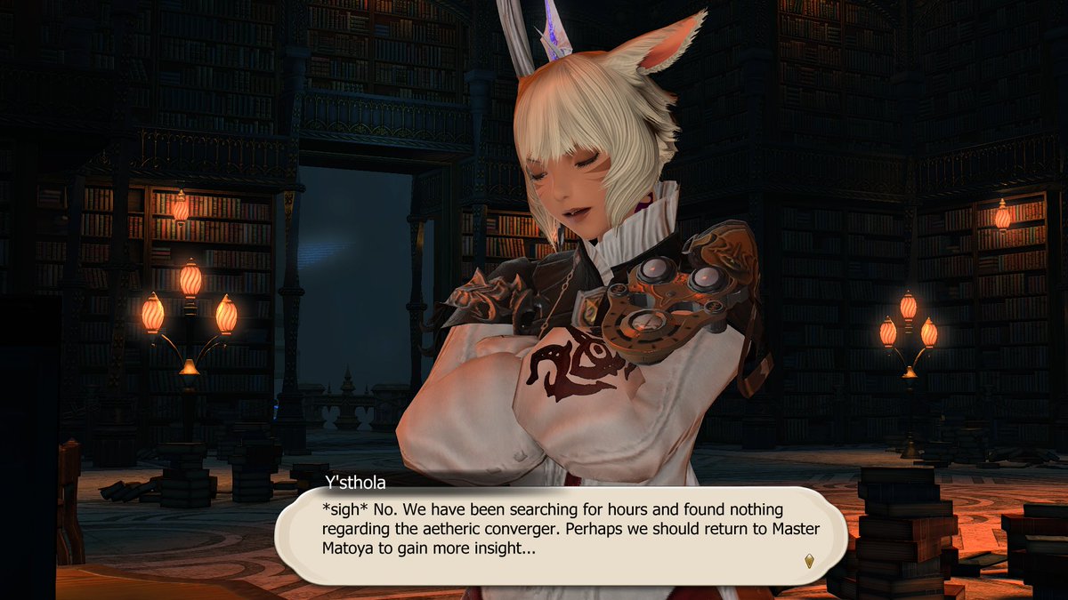 AsureLuna's tweet photo. Flashback #2 is in Heavenward, with Gris and Y'sthola!
Trying to find the book with the means to make the aetheric converger, they go to the Great Gubal Library where they make an interesting discovery...
(1/10)
#GPOSERS #Ghade #Yshtola #Wol #Spoilers https://t.co/2k4RfgK7NK