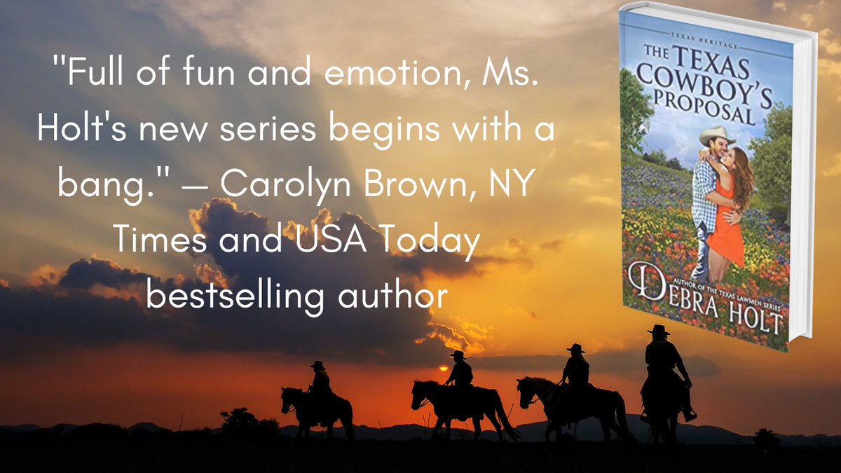 New Texas Heritage Series launches on 9/1 with The Texas Cowboy’s Proposal. "Full of fun and emotion, Ms. Holt's new series begins with a bang." — Carolyn Brown, NY Times and USA Today bestselling author 
Get your copy at amzn.to/3wy1cAY or wherever you buy ebooks!