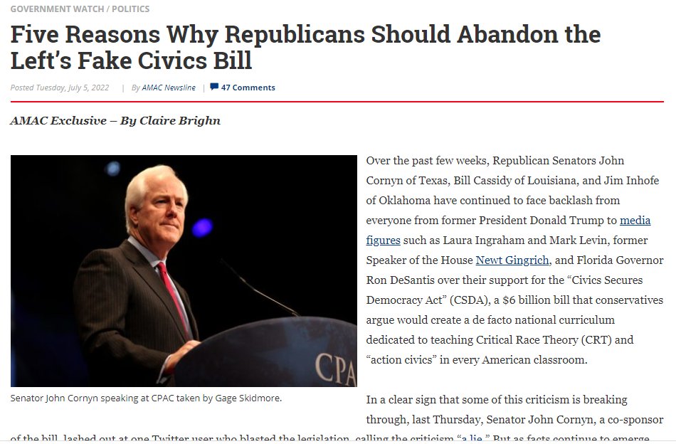 '...it is obvious that the legislation [S.4384] would indeed be a boon for teaching CRT in our nation’s [K-12] classrooms while transforming American public education into a leftwing indoctrination system.' 
#StopCSDA #StopS4384 @JimInhofe amac.us/five-reasons-w…