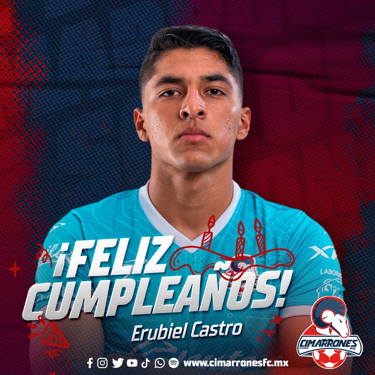 CimarronesFC's tweet photo. 🎉 ¡Muchas felicidades @Erubiel__!

Que pases un muy buen cumpleaños 🎂
#PorMasH1storia https://t.co/fL7XD7QNnI