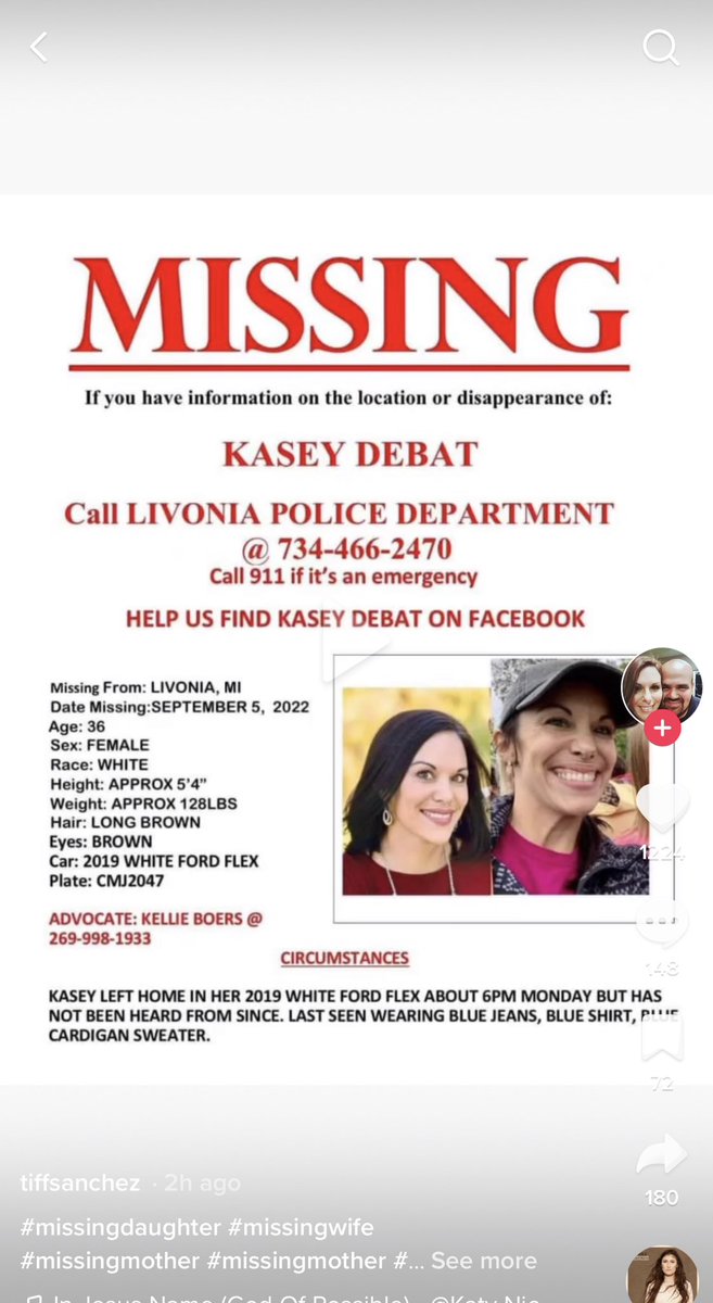 sthomas459's tweet photo. Came across my FYP on TikTok just now. Sharing to hopefully help this family. If your in or around #Michigan keep an eye out #kaseydebat #MissingPerson #livonia @michigannews https://t.co/41dM8jllTj