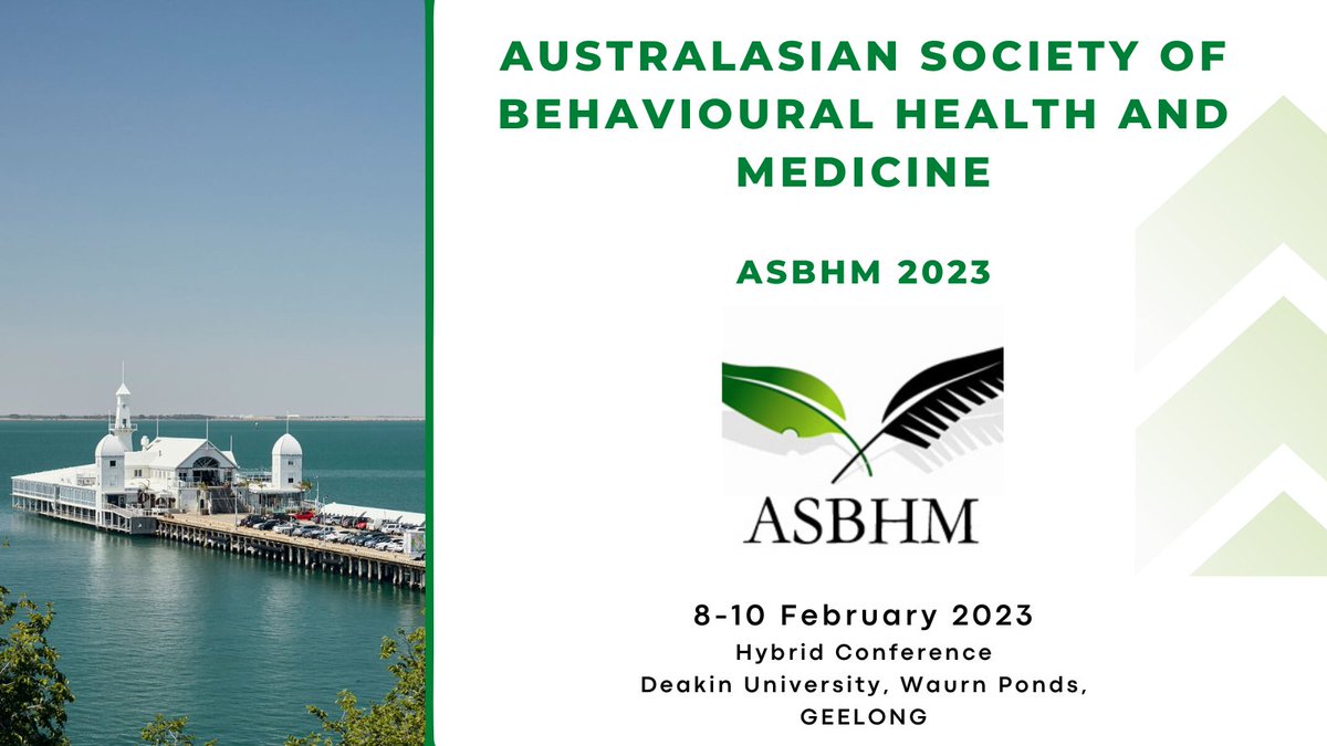Australasian Society for Behavioural Health & Med (@asbhm1) on Twitter photo SAVE THE DATE for the upcoming hybrid #ASBHM2023 conference to be held 8-10 February 2023 in Geelong, Victoria. Visit the conference website for more details: asbhm.com/asbhm-2023/
Please share <a href="/InspireIsbm/">INSPIRE ISBM</a> <a href="/IntSocBehMed/">International Society of Behavioral Medicine</a> <a href="/EHPSociety/">European Health Psychology Society</a> <a href="/BehavioralMed/">SBM</a> <a href="/APS_HealthPsych/">APS Health Psych</a> SAVE THE DATE for the upcoming hybrid #ASBHM2023 conference to be held 8-10 February 2023 in Geelong, Victoria. Visit the conference website for more details: asbhm.com/asbhm-2023/
Please share <a href="/InspireIsbm/">INSPIRE ISBM</a> <a href="/IntSocBehMed/">International Society of Behavioral Medicine</a> <a href="/EHPSociety/">European Health Psychology Society</a> <a href="/BehavioralMed/">SBM</a> <a href="/APS_HealthPsych/">APS Health Psych</a>