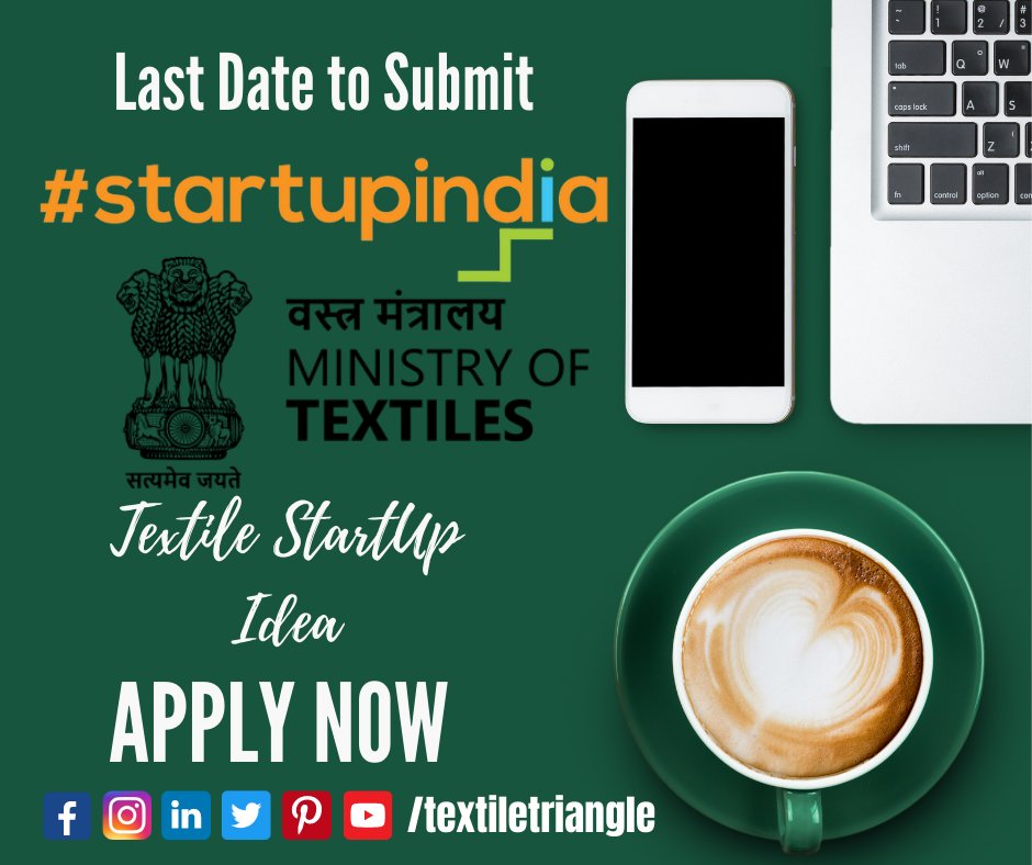 TextileTriangle's tweet photo. Textile Ministry is giving you chance to prizes up to INR 10,50,000 for your handloom startup Idea.
APPLY NOW: https://t.co/lqTjsBX6W3
#textiletriangle #applynow #career #textile #textileministry #handloom #startupindia #startup #startupbusinesses #handloom #idea https://t.co/XDZj7ZBNek