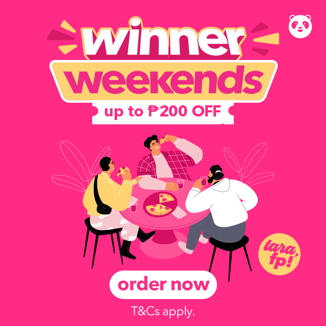 awesamrecosph's tweet photo. Weekends are even better with @foodpandaPH! Get up to P200 off on your foodpanda orders every weekend (Fri-Sun) this month of September ✨
Order here: https://t.co/6CgCHKmMtP
Valid from September 1-30, 2022, for new and existing customers!
#foodpandaph #winnerweekends https://t.co/U51ciABch0