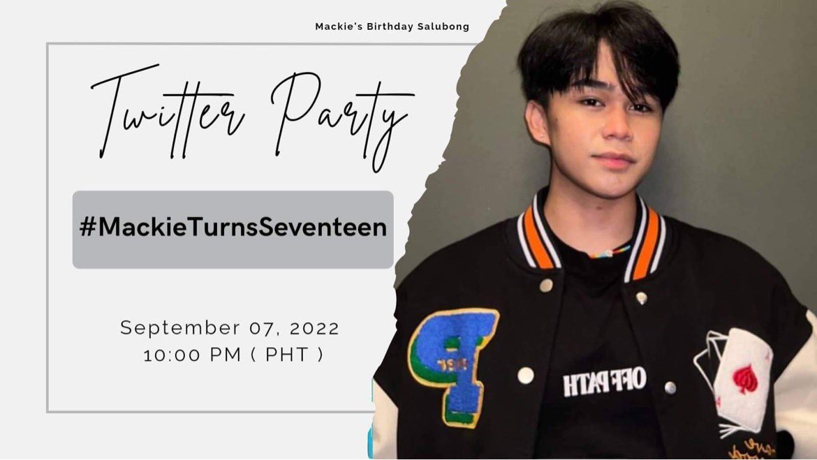 anchorsophia's tweet photo. Mackie is turning 17! What better way to welcome his new year than a loud noise! Come join us to a twitter party as we await his special day. Start saving your drafts. Party starts at 10pm. See you!

#MackieEmpuerto https://t.co/KyPrJ0r16u