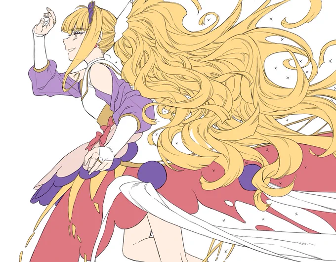 構図自体は変えずに顔以外全部描き直し。フィナーレは横から見るとうなじが光るポニテで正面の印象と全然違うのが良い。 
