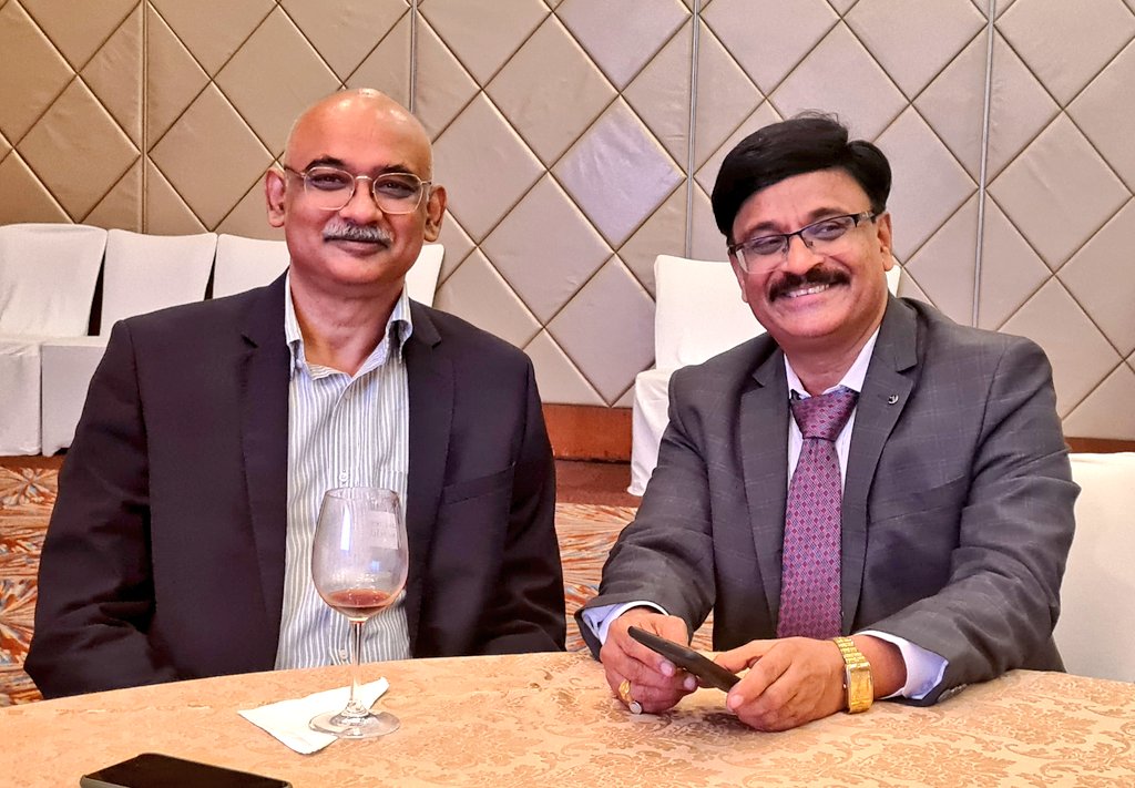 Andrew007Uk's tweet photo. Our 🇬🇧 receptions are about connecting people but last nights @SpaceExpoIndia event with our 🇳🇱 friends had a special reconnection 

@SaiArul9 &amp; @prafullaisro had studied at @SATI_Vidisha 34 years ago - we helped bring them back together.

#FreindsReunited https://t.co/cA8ElijUHp