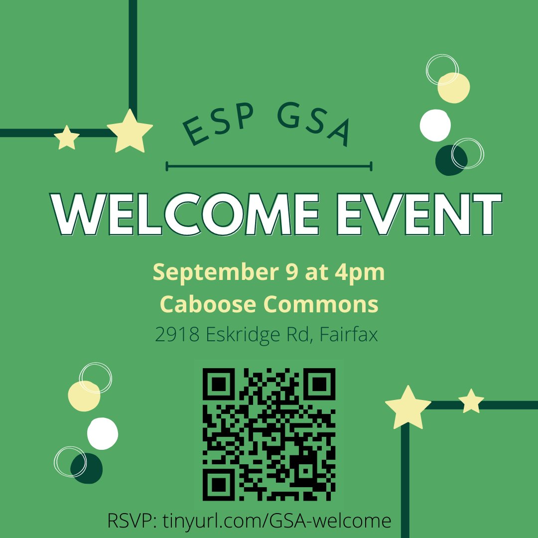 ESPMasonGSA's tweet photo. Hey everyone! We have an event this Friday at Caboose Commons 4pm. Come by and spend time with fellow graduate students. https://t.co/P4rhAkyk8w