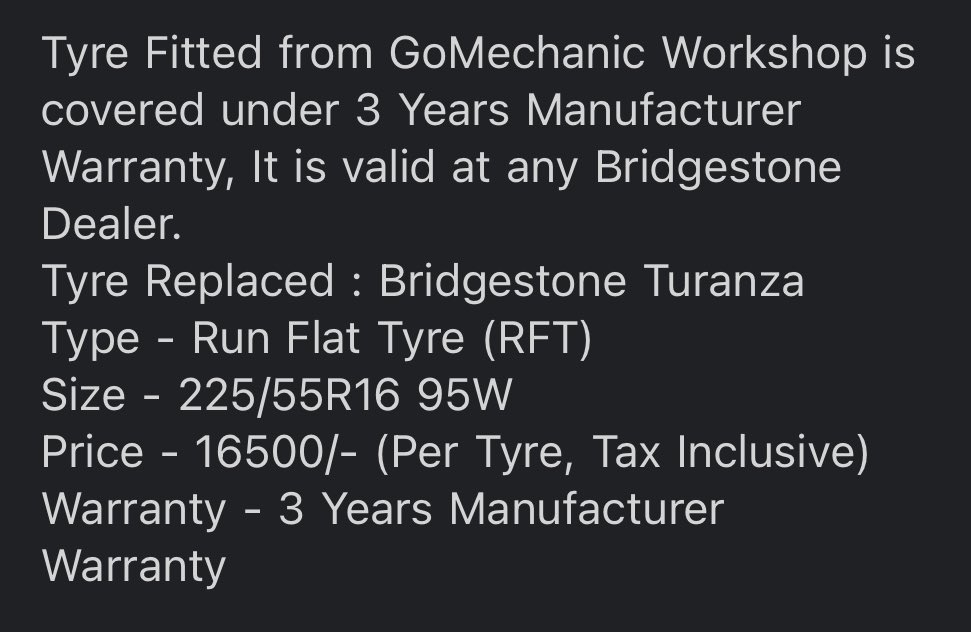 sachin2311's tweet photo. Ridiculous how @gomechanicindia is cheating it’s customers, &amp; possibly, @cbic_india by selling non-duty paid tyres, and also claiming warranty from  @BridgestoneInd which doesn’t exist. And they do so on record, and even at the top they go silent. https://t.co/HKYchaiVX6