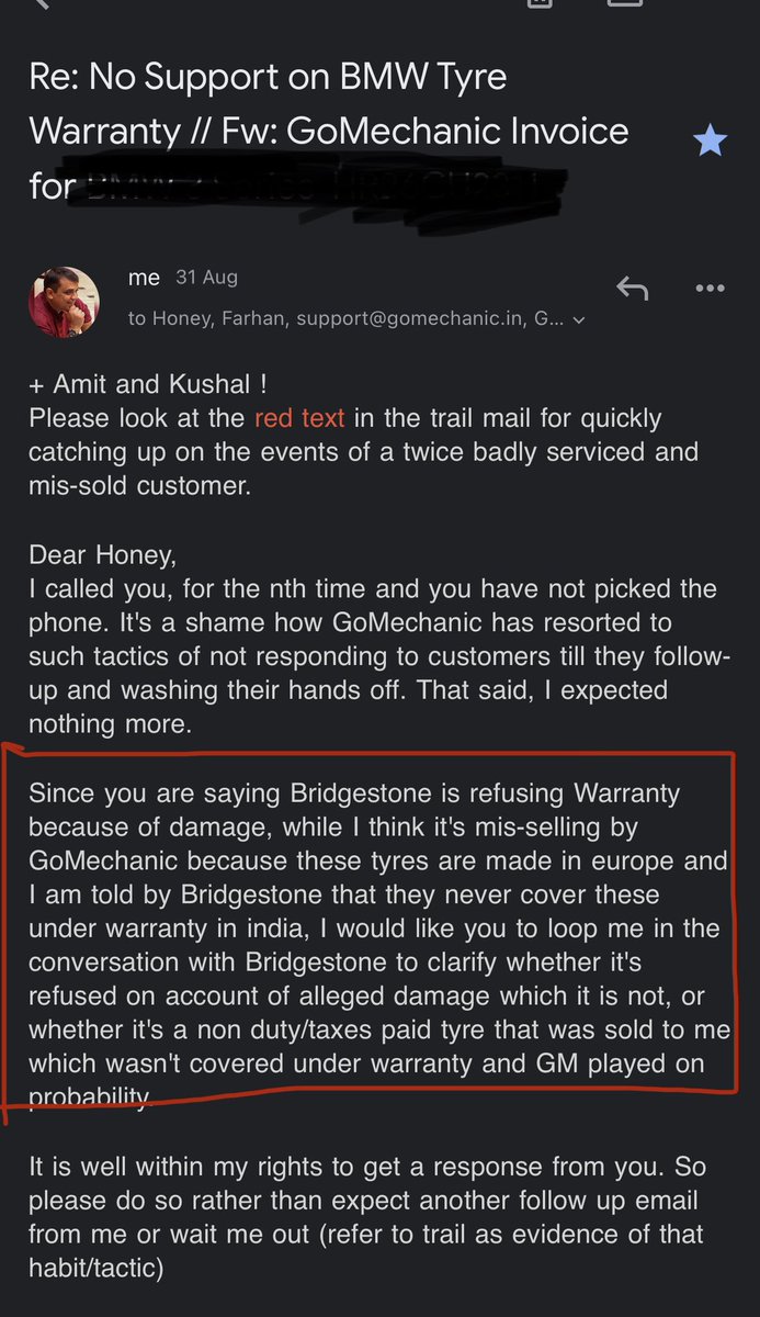 sachin2311's tweet photo. Ridiculous how @gomechanicindia is cheating it’s customers, &amp; possibly, @cbic_india by selling non-duty paid tyres, and also claiming warranty from  @BridgestoneInd which doesn’t exist. And they do so on record, and even at the top they go silent. https://t.co/HKYchaiVX6