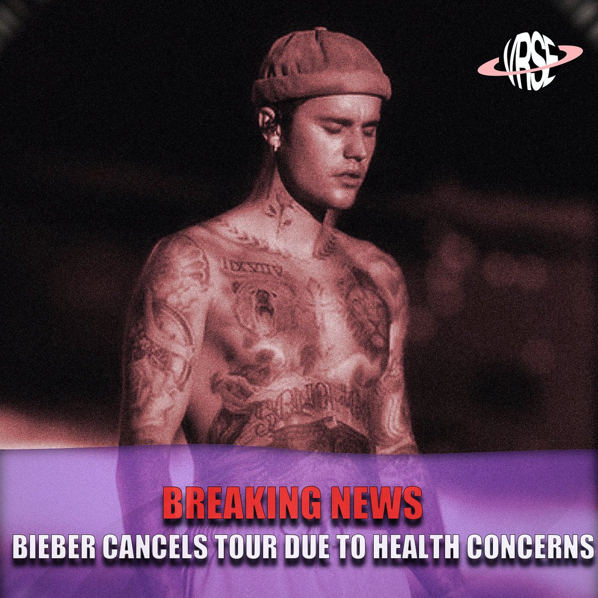 musicvrse's tweet photo. BREAKING NEWS: Justin Bieber has just announced due to health related problems, he has decided to cancel the remainder of his tour. We wish you the best Justin!
.
.
.
#pop #popmusic #justinbieber #tour #vrse #vrsemedia #musicvrse #music #tour #breakingnews #cancel https://t.co/9oVg414xbC