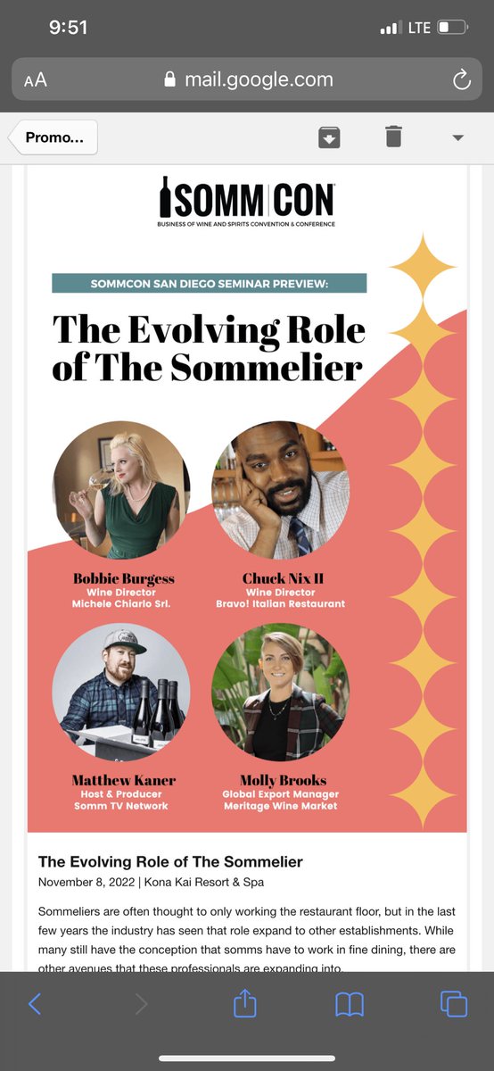 So excited for this seminar at SommCon in San Diego. Such a blessing to get to present on another panel at SommCon with some of my absolute favorite people! Will you be there?

(My job description is wrong, I already emailed, but what a dream that would be.)