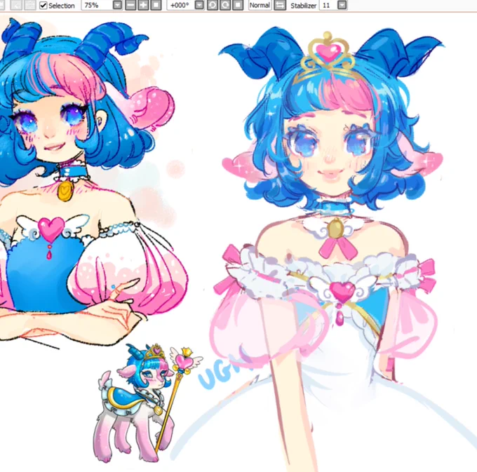 drawing goat princess but kind of got lost around the sleeves ;;;;;#goatlings 