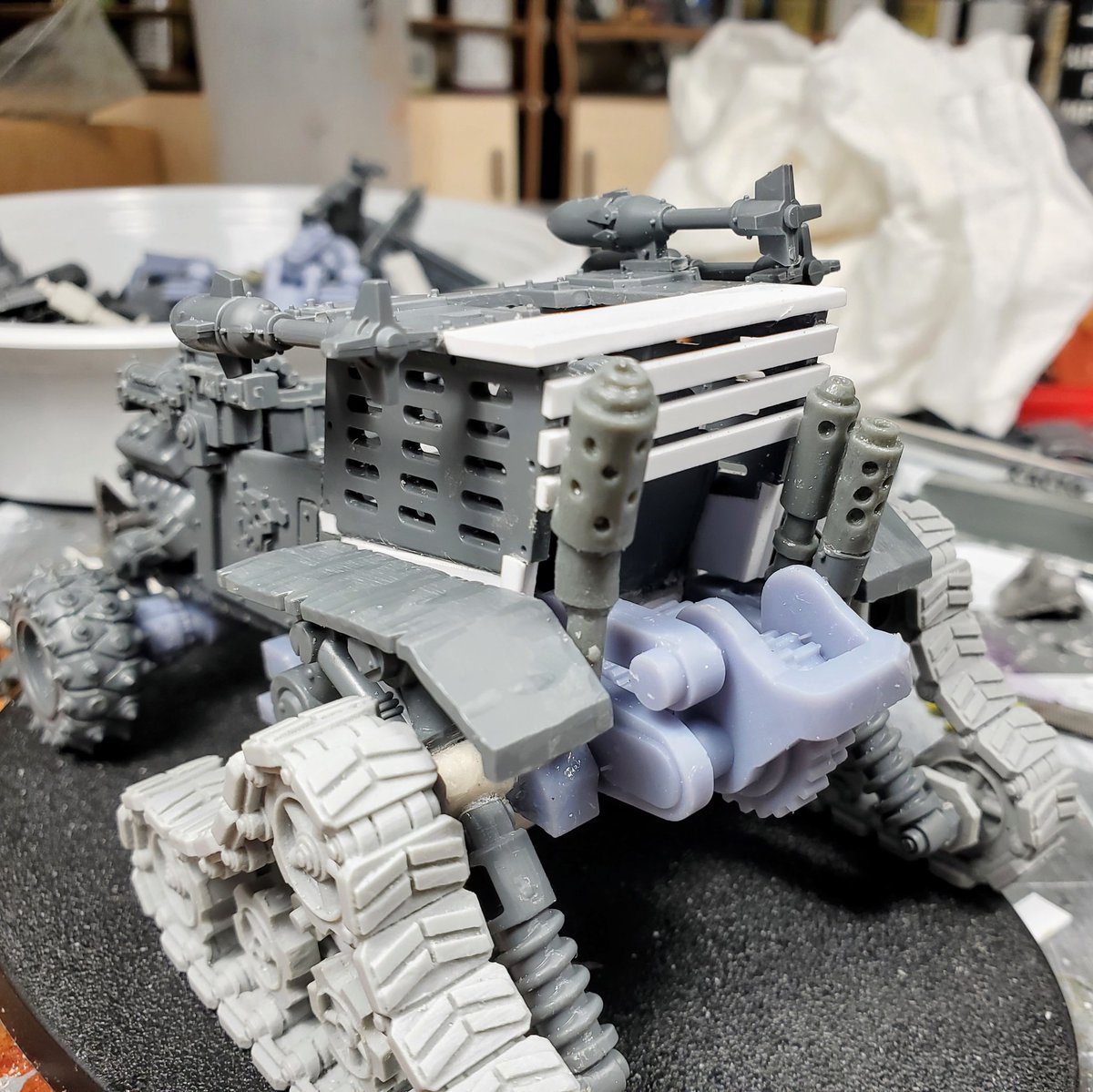 thepaintedbunt's tweet photo. My #scraptember vehicle got some rockets, exhausts, and a fuel tank for #hobbystreak day 227 https://t.co/U17z8Fy1Gs