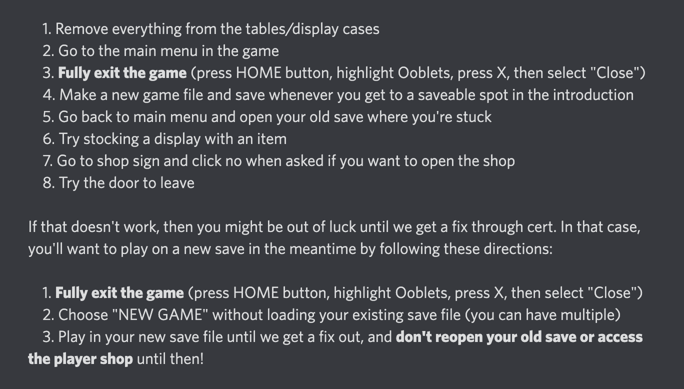 Ooblets on X: &ldquo;For folks who got stuck in the player shop, we have 