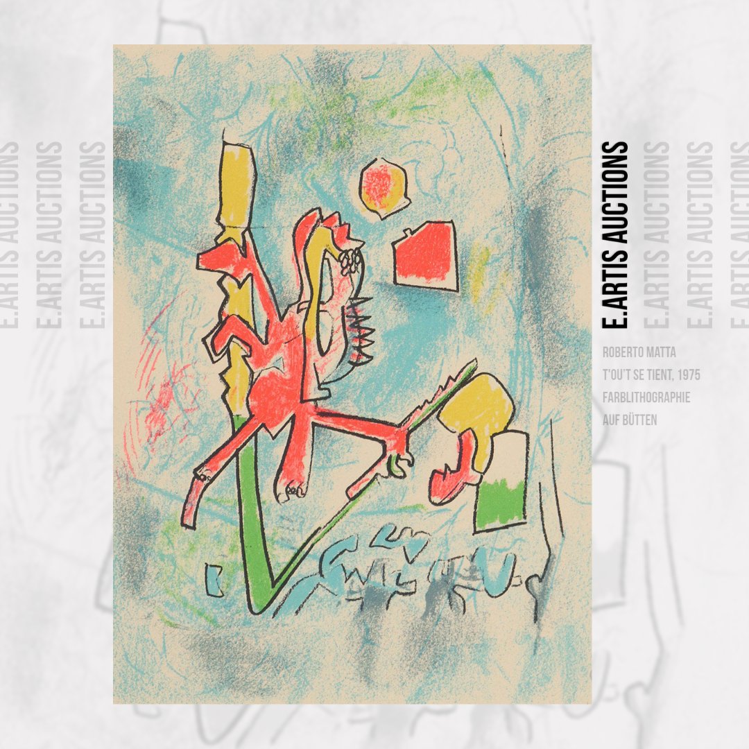 e_artis's tweet photo. 🇨🇱 Weltbekannter chilenischer Künstler:

👉🏻 Nutze diese Gelegenheit

Roberto Matta (1911-2002)
T'ou't se tient, 1975
Farblithographie auf Bütten

✖️ https://t.co/Hno7145uz8 ✖️
⁠
#eartis #RobertoMatta 
#artoftheday #artforsale #artcollectors https://t.co/BsX57VO6JR