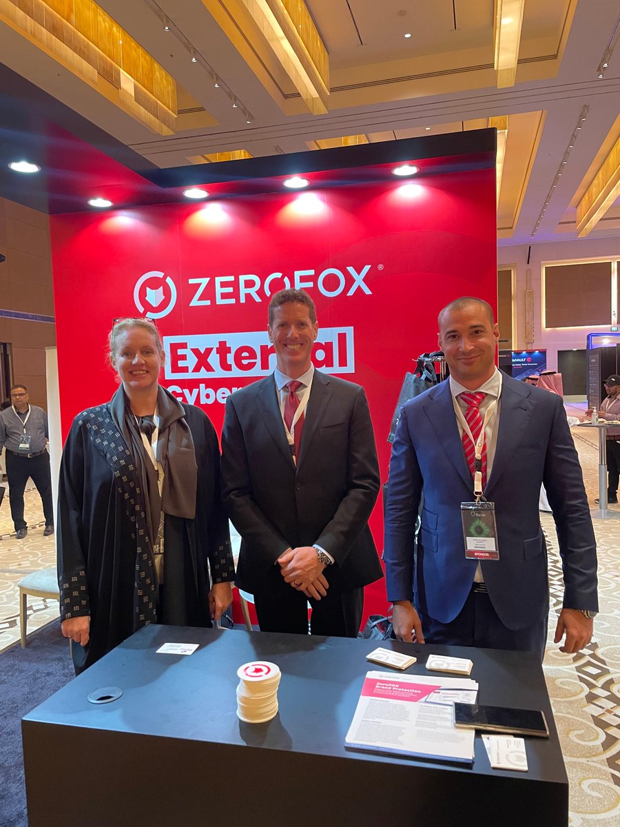 ZeroFox's tweet photo. #TeamZeroFox will see you today at MENA ISC event in Riyadh, Saudi Arabia, with our partner @VirtuPortMEA. #MENAISC2022
Pictured L to R: Gabrielle McManus, Gabe Goldhirsh, Dudley Swanepoel
See where our team is going next here: https://t.co/Mq1BwI9931 https://t.co/RCmnArJL6h