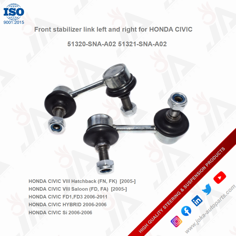 Joka_autoparts's tweet photo. Front stabilizer link left and right for HONDA CIVIC 51320-SNA-A02 51321-SNA-A02
#tierodend #axialrod #honda #steeringrod #stabilizerlink #suspensionrod #landrover #toyota #mazda #isuzu #vw #bmw #mercedesbenz #ford #gm #cadillac #jeep #balljoint #heimjoint #endjoint #swaybarlink https://t.co/dPZ4s3cCPm