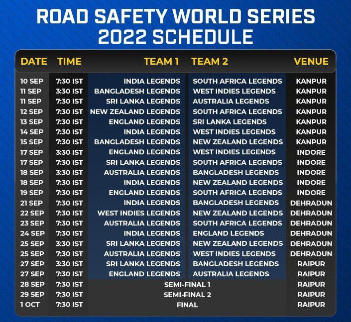 Jadunath Bariha on Twitter "Road Safety Series 2022 Official Schedule
