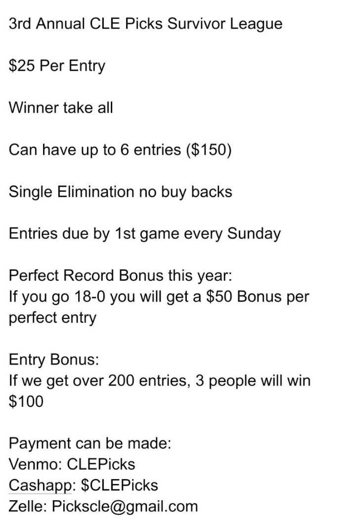 Y’all wanna join a 🏈 NFL pool? 

DM my guy <a href="/ClePicks/">CLE Picks</a> who I’m sure y’all know. 

He will get you set up. It’s cheap. Fun. The more we get the bigger the jackpot 💰 

Join. Join now.