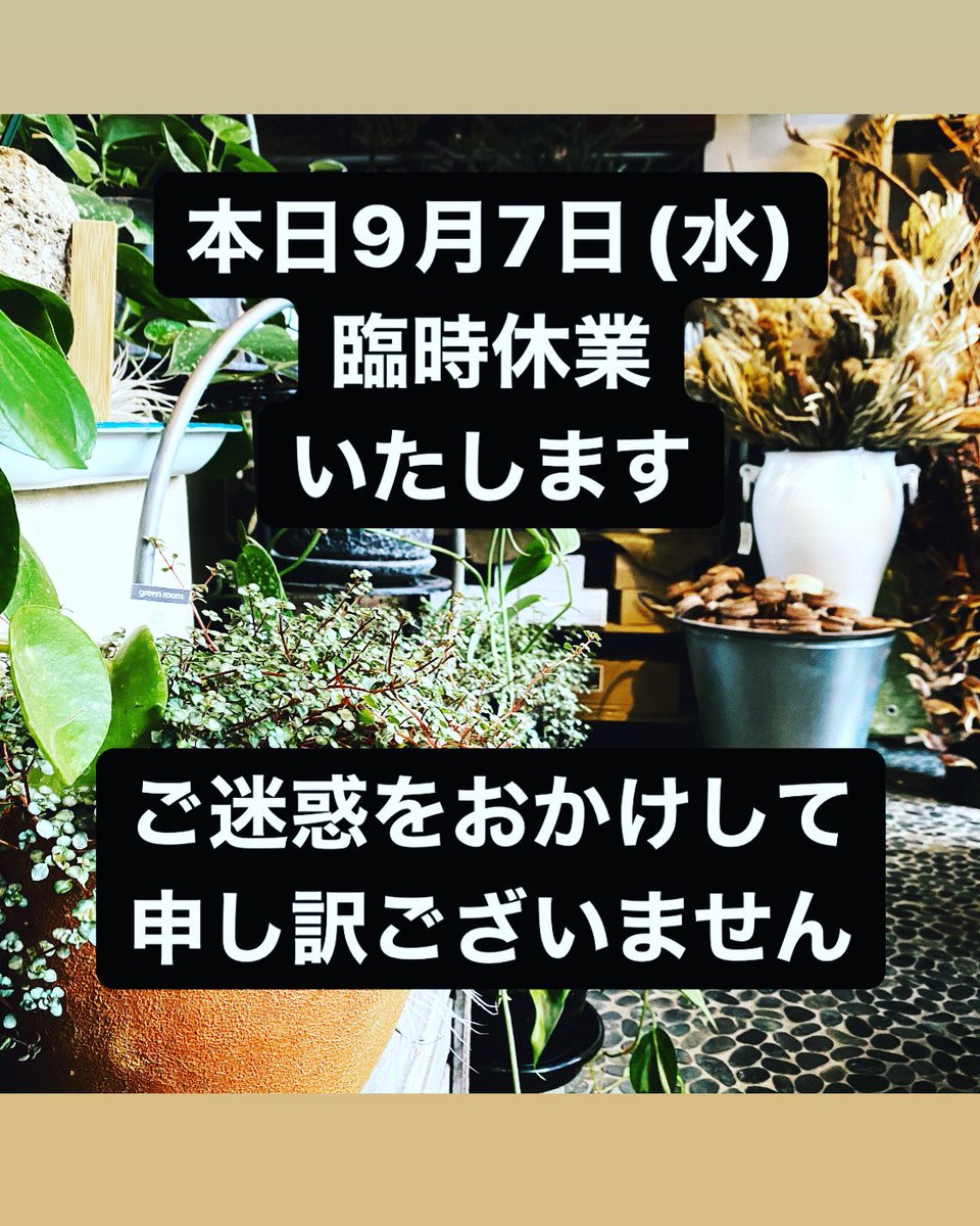 milleeclat's tweet photo. 9月7日(水)臨時休業いたします。急なご案内で申し訳ございません🙇‍♂️ https://t.co/ObBYHmPcaO