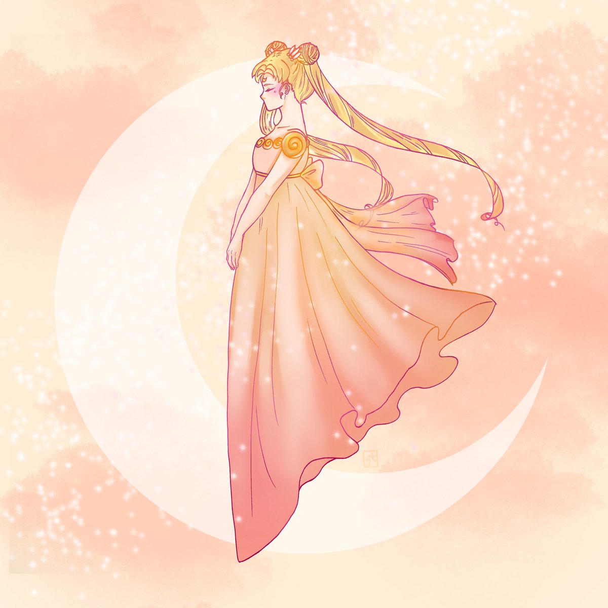genthipa's tweet photo. First art post here! Princess Serenity serving late summer vibes 🌙🌸 #SailorMoon https://t.co/zvdvf4tHJD