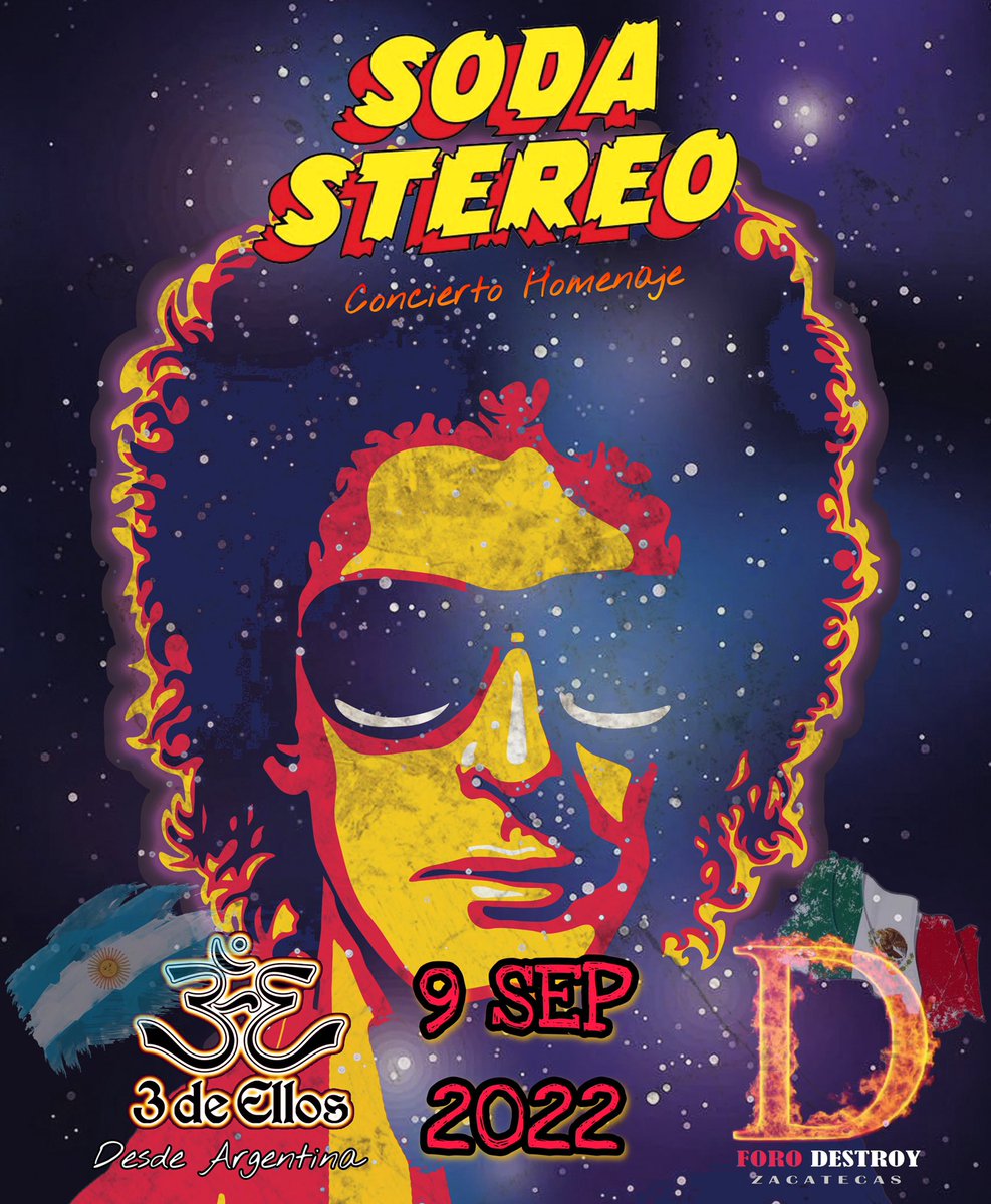 TributoSoda's tweet photo. 🌟 Este Viernes 9 Sept #ZACATECAS 🌟
Boletos disponibles en https://t.co/1RkPb1Nt0A 

⚠️ Cupo Limitado ⚠️
🎫 Preventa $150

📍 Foro Destroy 10:00pm
José López Portillo #26, Col La Florida, Gpe, Zac

@3deellos  

#SodaStereo #Cerati #GustavoCerati #SodaStereofans https://t.co/VvWxJwMizX