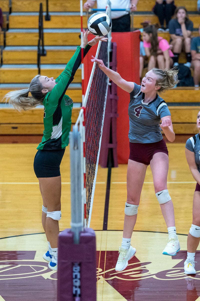 Columbia's <a href="/emily2beck/">Emily Beck</a> gets the block at Wellington. <a href="/_CHS_volleyball/">CHS Volleyball</a> <a href="/CHSRaiders/">ColumbiaRaiders</a>
