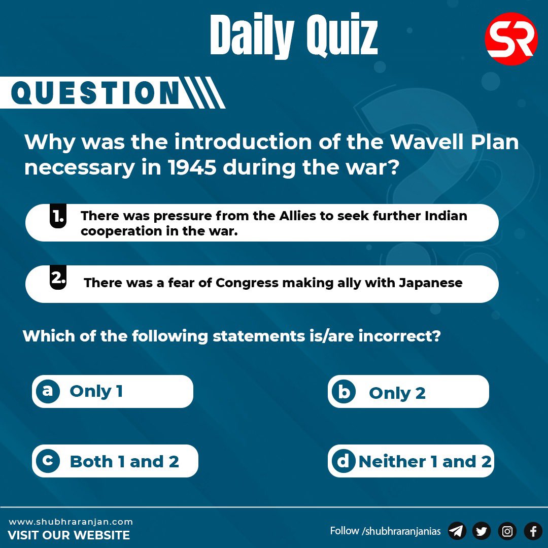 ShubhraRanjan's tweet photo. Question Of the Day - 7th September 2022
--------------------
- You can post your answer in the Comment Box. 
- The correct Answer will be Posted by the evening in comment Box.

#dailyquiz #upsc #history #historyquiz #wavell #war #congress #japanese https://t.co/zZ8p2o4ONd