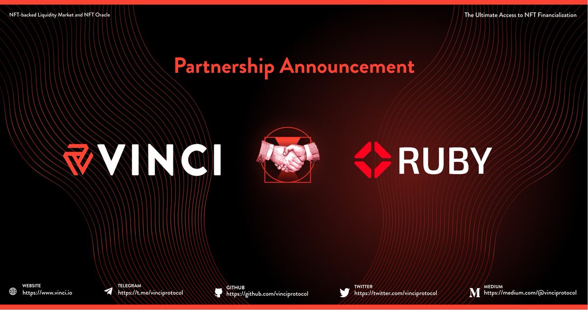 🔻PARTNERSHIP ANNOUNCEMENT🔻

We're thrilled to announce a strategic partnership with <a href="/RubyProtocol/">Ruby Protocol ♦️ $RUBY</a>, offering #NFT users real data privacy and ownership on multi-chain 🫡

📖 Learn more: rubyprotocol.medium.com/ruby-protocol-…

#partnership