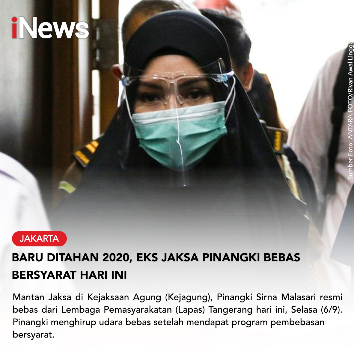 SeputariNews's tweet photo. Mantan Jaksa di Kejaksaan Agung (Kejagung), Pinangki Sirna Malasari resmi bebas dari Lembaga Pemasyarakatan (Lapas) Tangerang hari ini, Selasa (6/9). 

Selengkpanya: https://t.co/q39XgeAKML

#iNews #Jaksa #Pinangki #Korupsi #Bebas https://t.co/IHHZZ3KSZH